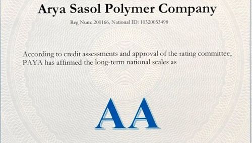 به گزارش گام اقتصادی به نقل از روابط عمومی شرکت پلیمر آریاساسول، کمیته رتبه‌بندی اعتباری شرکت «پایا» که در چهار سال گذشته رتبه اعتباری بلند مدت AA، را به شرکت آریاساسول با نماد «آریا» تخصیص داده بود، براساس بازنگری انجام شده، رتبه اعتباری بلندمدت AA این نماد را تمدید کرد و این شرکت همچنان بالاترین رتبه اعتباری شرکت‌های ایرانی را در اختیار دارد.